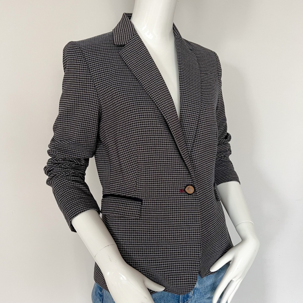 Massimo Fabbro Checkered Line Blazer Jacket Preppy School Grey Brown XS